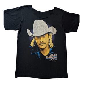 Vintage 1992 Alan Jackson Tour T-Shirt Distressed Cut Collar 2 Sided 90s Country